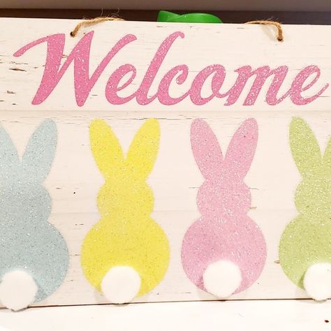 Meet your Posher, Shelly Bunny Welcome Sign, Wood Bunny, Easter Wall Decor, Wooden Bunny, Bunny Door Hanger, Easter Sign, Diy Ostern, Easter Door, Diy Candle Holders