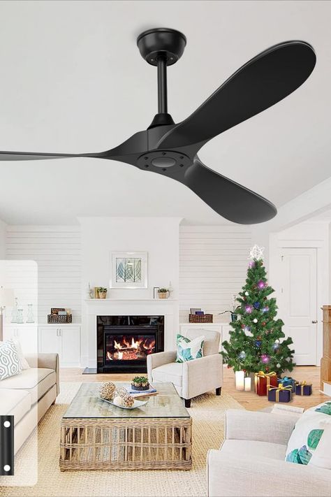 ghicc Black Ceiling Fan, Outdoor/Indoor Ceiling Fans with Remote, 52, Matte Black Ceiling Fan No Light, Wood Ceiling Fan, Ceiling Fan Installation, Wood Ceiling Fans, 52 Inch Ceiling Fan, Ceiling Fans Without Lights, Bedroom Patio, Ceiling Fan Blades, Black Ceiling Fan