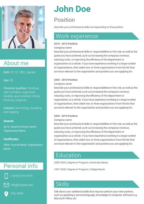 Doctor resume sample, made on Wilda Cv Pattern, Cv Format For Job, Curriculum Vitae Design, Medical Resume Template, Resume Design Free, Medical Resume, Good Cv, Free Resume Builder, Resume Pdf