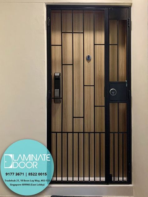 "Main Door + Mild Steel Gate + Digital Lock" 😍 Best bundles available at Laminate Door with wide range of Laminate designs. 🤩 Why are you waiting? Let's start enquire with our professional sales to grab your bundles. Steel Gate Jali Design, Main Door Window Grill Design, Iron Main Door Gate Design, Grill Safety Door Designs, Grill Entrance Door, Main Door Grill Design Entrance, Main Door Design Entrance Steel, Grills Door Design, Grill Gate For Main Door