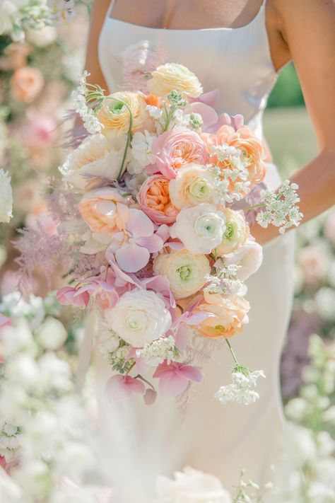 Love Is In Full Bloom, Bridal Bouquet Classic, Fifty Flowers, Pastel Wedding Theme, Pastel Wedding Flowers, Pastel Bouquet, Spring Inspo, Bridal Bouquet Flowers, Peony Wedding