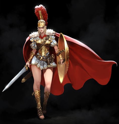 Female Roman Armor, Female Gladiator Art, Roman Female Warrior, Roman Character Design, Mila Tattoo, Amazon Armor, Roman Women, Roman Armor, Roman Characters