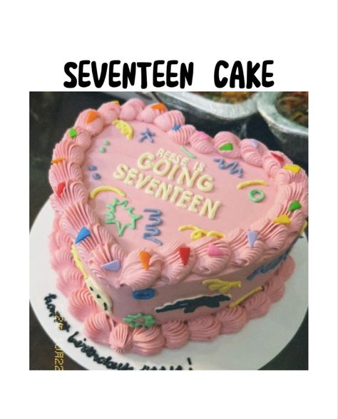 Seventeen Themed Cake, Going Seventeen Cake Design, Seventeen Cake Ideas, Kpop Birthday Cake Ideas, Seventeen Cake Birthday Kpop, Going Seventeen Cake, Kpop Birthday Cake, Seventeen Cake, 17 Cake