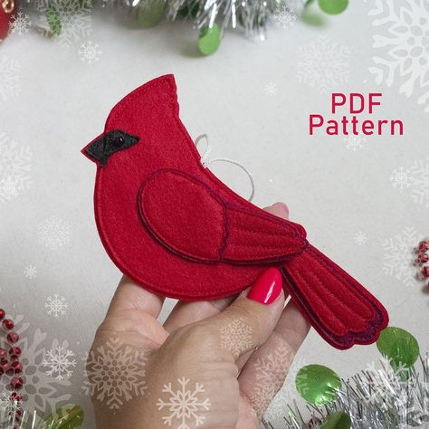 Cardinal Sewing Pattern PDF, Red Bird Ornament Tree Instruct - Inspire Uplift in 2022 | Winter decorations diy, Christmas decorations tree, Bird ornaments Felt Birds Ornaments, Diy Felt Christmas Ornaments, Felt Ornaments Patterns, Felt Crafts Christmas, Ornament Tree, Felt Ornament, Felt Pattern, Navidad Diy, Christmas Ornament Pattern