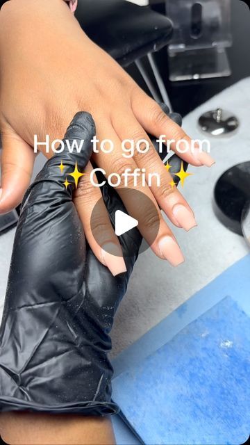 Jo’MayaBeautyBar on Instagram: "How to go from coffin to square shape in a few easy steps.  I swear it’s as easy as it looks!   @jomayabeautybar   #nolanailtech #naileducation #nailrefill" Square Vs Coffin, How To Shape Coffin Shaped Nails, How To Do Coffin Shaped Nails, Cool Nail Inspo 2024 Square, Coffin Vs Square Nails, How To Shape Nails Step By Step, Short Ballerina Nails Designs, Nail Shapes For Short Nails, Nails Shape Square