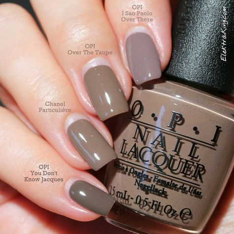 Opi gray/brown colors Opi You Dont Know Jacques Gel, Chanel Particuliere Nail Polish, Opi Over The Taupe, You Don’t Know Jacques Opi, Opi You Dont Know Jacques, Cutical Care, Taupe Nail Polish, Herbst Nails, Taupe Nails