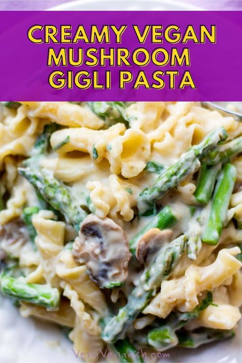 Gigli Pasta, Creamy Cauliflower Sauce, Pasta With Asparagus, Mushroom Pasta Sauce, Cauliflower Sauce, Mushroom Recipes Pasta, Creamy Asparagus, Asparagus And Mushrooms, Creamy Mushroom Pasta