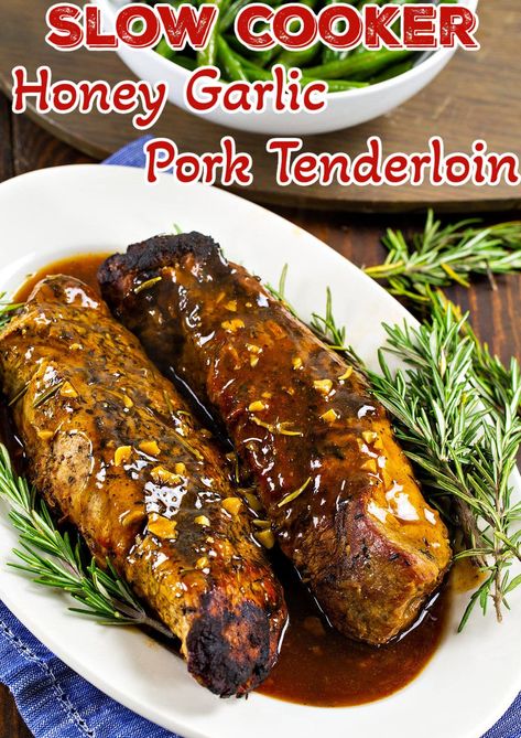 Tenderloin Crockpot, Pork Tenderloin Crock Pot Recipes, Honey Garlic Pork Tenderloin, Pork Fillet Recipes, Tenderloin Recipes Crockpot, Pork Loin Crock Pot Recipes, Garlic Pork Tenderloin, Teriyaki Pork Tenderloin, Crockpot Pork Loin