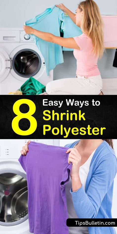 Learn how to shrink polyester clothing by turning it inside out and using boiling water or high heat on the wash cycle. Shrink polyester fabric by ironing with medium heat for the best results. #howtoshrinkpolyester #shrink #polyester Shrinking Polyester Fabrics, Shrink Clothes That Are Too Big, How To Shrink A Shirt, How To Shrink Polyester, How To Shrink Clothes, Clothes Alterations, Diy Household Cleaners, Clothing Iron, Clothing Tips