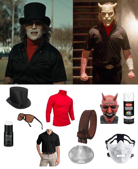 The Grabber Costume, The Black Phone Outfits, The Black Phone Costume, Black Phone Costume, Ethan Hawke Black Phone, Grabber Black Phone, The Grabber Mask, The Grabber Black Phone, Makeup To Recreate