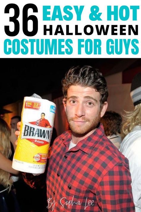 Easy Halloween Costumes For Men Guys, Cool Guy Costumes Halloween, Funny Mens Halloween Costumes Diy, Funny Men’s Halloween Costumes, Solo Male Halloween Costumes, Simple Halloween Costume For Men, Easy Guy Halloween Costumes Last Minute, Easy Costumes For Men Last Minute, Brawny Man Costume