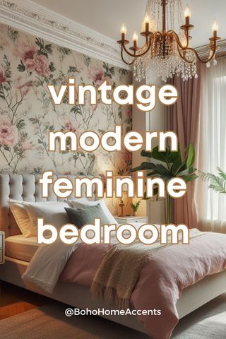 How to Create Your Dream Modern Vintage Feminine Bedroom – Boho Home Accents, LLC Feminine Neutral Bedroom, Feminine Vintage Aesthetic, Vintage Feminine Bedroom, Bedroom Ideas Feminine, Modern Feminine Bedroom, Cozy Vintage Bedroom, Bedroom Ideas Elegant, Penthouse Decor, Modern Vintage Bedrooms