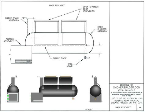 250 Gal Propane Tank 3D! 100" X 30" dia, square fire box left Reverse Flow Smoker, Gas Bottle Wood Burner, Build A Smoker, Custom Bbq Smokers, Smoker Designs, Bbq Smoker Trailer, Propane Smokers, Bbq Pit Smoker, Smoker Trailer