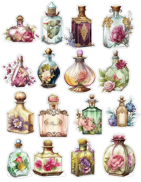 Vintage perfume bottle printable stickers, Scrapbooking Stickers, Junk Journal, Vintage Ephemera, Printable Stationery, Retro Designs, Vintage Postcards, Paper Crafts, Vintage Stamps, Collage Supplies, Antique Graphics, Printable Art, Vintage Mail, Art DIY, Envelopes, Digital Downloads, Decorative Papers, Vintage Ephemera, Pack Retro, Aesthetics Paper, Crafting Supplies, Vintage Graphics These clipart images are perfect for creating vintage-themed designs, such as invitations, posters, scrapbook Journal Items, Journal Watercolor, Vintage Mail, Scrapbook Stickers Printable, Printable Scrapbook Paper, Scrapbook Printables, Vintage Scrapbook, Vintage Perfume Bottles, Clipart Design