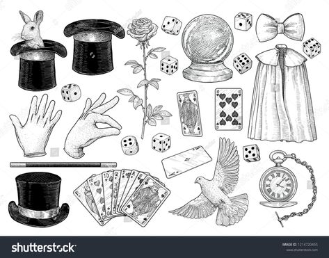 Magician Illustration Character Design, Magician Drawing Reference, Magician Tattoo Ideas, Illusionist Magician Aesthetic, Magician Reference, Howls Jacket, Magician Drawing, Magician Props, Magician Character Design