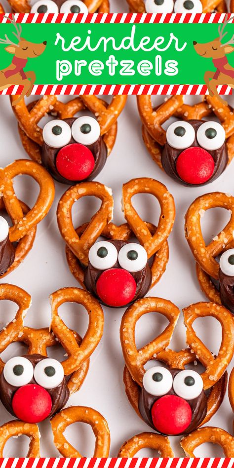 Turn simple ingredients into magical reindeer pretzels. Perfect for holiday gatherings, these snacks bring smiles and festivity. You can get the kids involved. Salty Christmas Snacks For Kids Party, Pretzels And Rolos, Reindeer Pretzels, Treats For Christmas, Christmas Party Snacks, Rolo Pretzels, Christmas Party Treats, Holiday Platters, Easy Christmas Treats