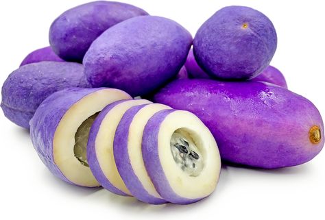 Purple Akebi Fruit Information, Recipes and Facts Weird Fruit, Choy Sum, Ghost Plant, Strange Fruit, Purple Fruit, Unique Vegetables, Artichoke Recipes, Beet Recipes, Berries Recipes