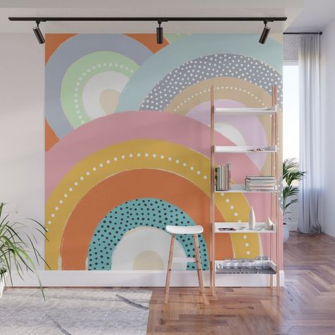 Buy Rainbows and Polka Dots Wall Mural by cafelab. Worldwide shipping available at Society6.com. Just one of millions of high quality products available. Loving Wallpaper, Kirchen Design, Playroom Mural, Rainbow Wall Mural, Abstract Wall Mural, Rainbow Mural, Wall Murals Diy, Trieste Italy, Kids Room Murals