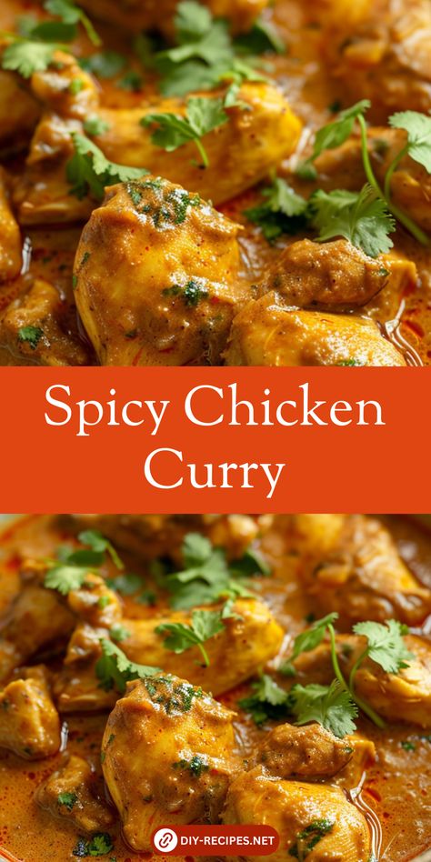 Warm up with a bowl of Spicy Chicken Curry. This recipe features cayenne pepper, paprika, and curry powder for a flavorful kick. Curry Paste Chicken Recipes, Ginger Curry Chicken, Asian Chicken Curry, Nepalese Chicken Curry, Indian Food Recipes Spicy, Spicy Chicken Curry Indian, Curry Chicken Meal Prep, Spicy Curry Chicken Recipes, Kashmiri Chicken Curry