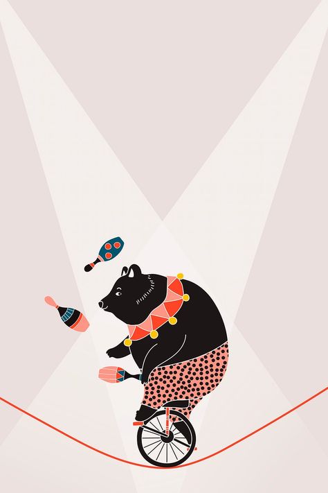 Juggling Illustration, Character Illustration Design, Circus Background, Circus Acrobat, Circus Illustration, Circus Design, Panda Illustration, Circus Characters, Circus Circus