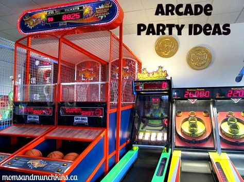 Arcade Party Ideas - ideas for creating your own arcade at home. Great party idea for teens! #BirthdayParties Arcade Party Ideas, Arcade Themed Birthday Party, Birthday Party Games For Teens, Party Games For Teens, Arcade Birthday Parties, Arcade Birthday, Arcade Party, Ideas For Birthday Party, Mitzvah Centerpieces