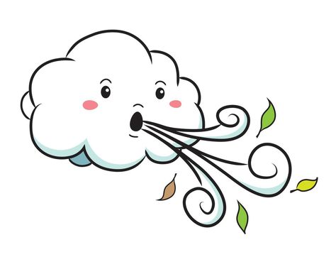 Clouds For Kids, Weather Clipart, Wind Drawing, مشروعات العلوم, Blowing Wind, Weather Crafts, Wind Blowing, Cartoon Clouds, Cloud Art