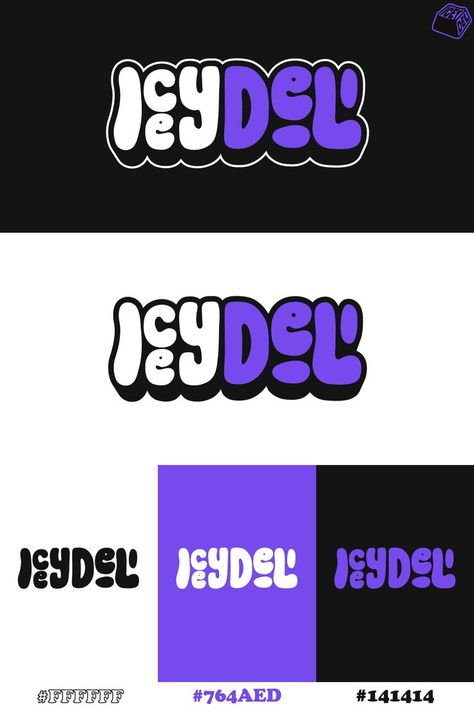 "Iceydel" Typography logo which I created for the brand using a custom font face from scratch. I wanted to create a spin off logo design for my own brand which could be used in a fun lighthearted manor on some of my illustrations. If you are in need of a logo for your brand and you like the style of this logo, feel free to contact me! I look forward to working with you! Candy Brands Logo, Pop Art Studio, Off Logo, Candy Logo, Typographic Logo Design, Logo Presentation, Candy Brands, Typographic Logo, Logo Design Typography