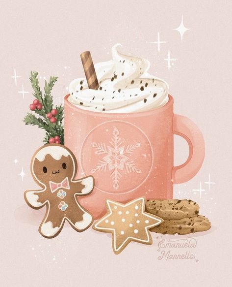 Hot Chocolate Drawing, Illustrations Aesthetic, Navidad Aesthetic, Xmas Drawing, Nail Art Noel, Kindergarten Christmas, Christmas Hot Chocolate, Winter Illustration, Christmas Idea