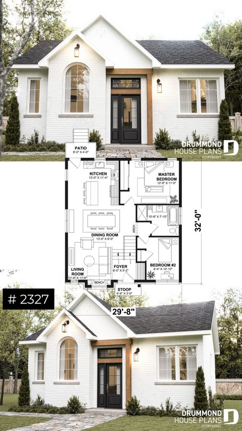 CHARMING WHITE FRENCH COUNTRY SMALL HOUSE Small House Blueprints, Small Cottage House Plans, Small House Layout, Small Cottage Homes, Cottage Style House Plans, Small House Floor Plans, Casas The Sims 4, Sims House Plans, House Layout Plans