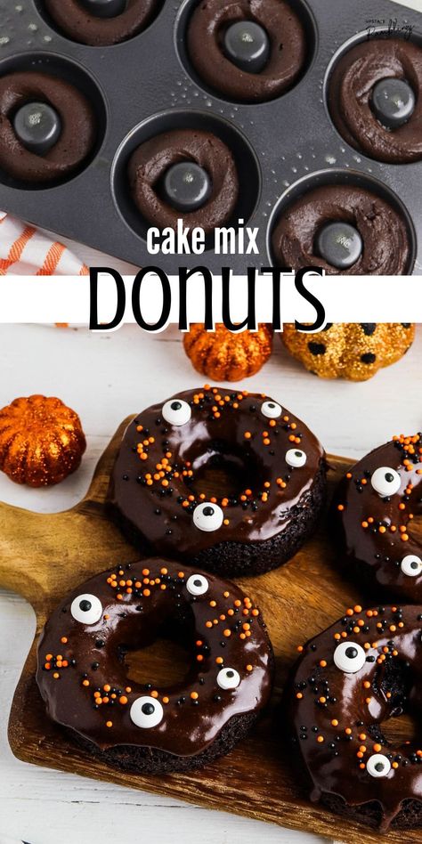 Baked Chocolate Cake Donut Recipes, Baked Chocolate Donuts Recipe Easy, Boxed Cake Donut Recipe, Donut Cake Pan Recipe, Easy Cake Mix Donut Recipe, Box Cake Donut Recipe, Chocolate Cake Mix Donuts Baked, Easy Mini Donut Recipe For Donut Maker, Baked Doughnuts Easy Cake Mixes