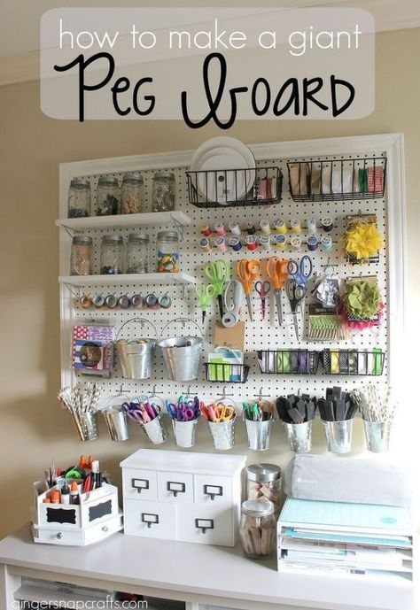 16 Amazing Craft Room Organization Ideas | How Does She Craft Storage Ideas For Small Spaces, Pegboard Craft Room, Pegboard Organization, Diy Rangement, Dream Craft Room, Craft Room Design, Sewing Room Organization, Ideas Para Organizar, Diy Craft Room