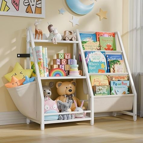 Amazon.com: LATIBELL 3 Tier Kids Bookshelf and Toy Storage, Kids Book Sling Shelf, Montessori Baby Toddler Bookshelf for Kids, Kids Bookcase, Toy Storage Organizer, for Playroom, Bedroom, Nursery (White) : Home & Kitchen Bookshelf And Toy Storage, Toddler Bookshelf, Baby Bookshelf, Book Sling, Bookshelf For Kids, Step Shelves, Toy Storage Organizer, Kids Bookshelf, Playroom Bedroom