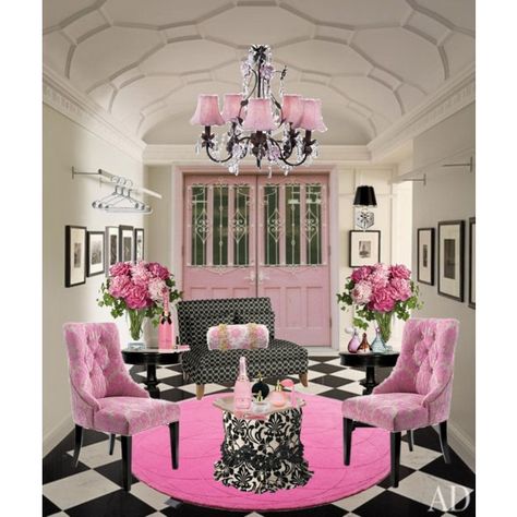 Ladies Lounge by mommak77 on Polyvore featuring interior, interiors, interior design, home, home decor, interior decorating, Warehouse, Noir, Vienna Full Spectrum and Lisbeth Dahl Pink She Shed, She Room Woman Cave, She Room, Diva Den Ideas, Lady Lounge, Arched Ceiling, Lady Lair, Warehouse Furniture, Lady Cave