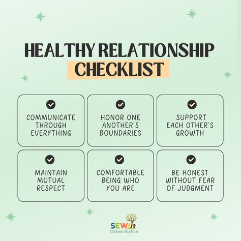 Every relationship is different, and no relationship is perfect. But there are some universal signs of a healthy relationship, including mutual respect and trust. 💚  Here are some more green flags of a healthy relationship. ✅ ✅  Save this checklist to start a conservation with teens about how to build and maintain healthy relationships!  #healthyrelationships #TDVAmonth #relationshipskills #FeelGoodFriday #SEWI #SocialEmotionalWellness #SocialEmotionalLearning #emotionalwellness How To Have Healthy Relationships, Universal Signs, No Relationship Is Perfect, Social Wellness, No Relationship, Green Flags, Feel Good Friday, Relationship Skills, A Healthy Relationship