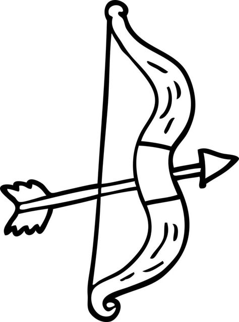 line drawing cartoon bow and arrow Cartoon Bow And Arrow, Bow And Arrow Clipart, Arrow And Bow Drawing, Arrow Clipart Black And White, Bow And Arrow Drawing Reference, Bow And Arrow Drawing, Arrow Outline, Disney Symbols, Inkleur Prente