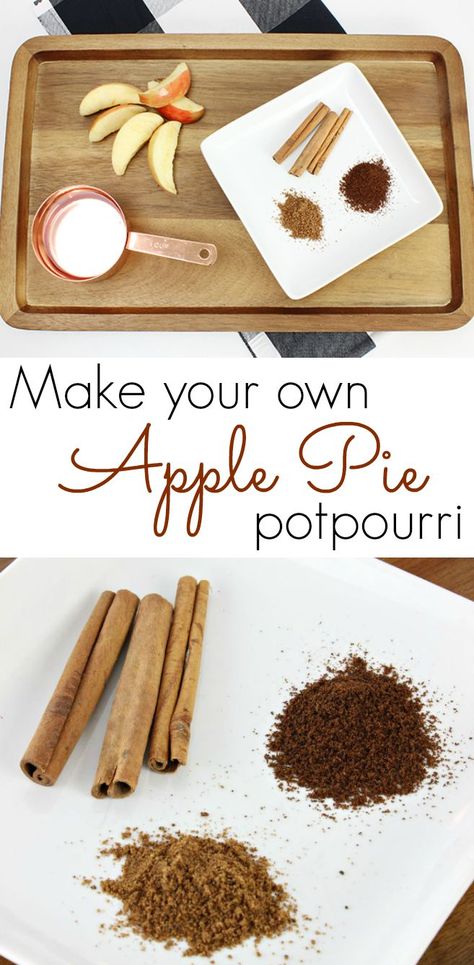 DIY Fall and Holiday Apple Pie Potpourri - Classy Clutter Apple Simmer Pot Recipes, Smell Hacks For Home, Stove Potpourri, Diy Fragrance Oil, Potpourri Diy, Fall Potpourri, Holiday Potpourri, Candle Recipes, Holiday Pie