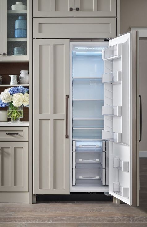 Hidden Refrigerator, Paneled Refrigerator, Refrigerator Ideas, Aga Range, Cabinet Refrigerator, Refrigerator Cabinet, Built In Refrigerator, Side By Side Refrigerator, Integrated Fridge