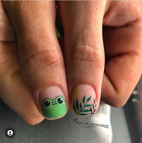 Frog Nail Art Designs, Cute Frog Nail Designs, Frog Manicure, Toad Nails, Froggy Nails, Dino Nails, Frog Nail Art, Frog Nails, Nails Manicures