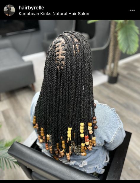 Two Strand Locs With Beads, Dreadlock Styles With Beads, Loc Styles For Cruise, Cruise Loc Styles, Beaded Locs Styles, Beads On Dreads Locs, Dreadlock Hairstyles For Women Long Hair, Unique Loc Styles Long, Dreads Styles For Women Black Long Hair