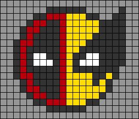 Deadpool And Wolverine Cross Stitch, Popular Pixel Art, Deadpool And Wolverine Perler Beads, Deadpool Pixel Art Grid, Stray Kids Pixel Grid, Venom Alpha Pattern, 16 By 16 Pixel Art, Pixel Art Pattern Marvel, Perler Bead Matching