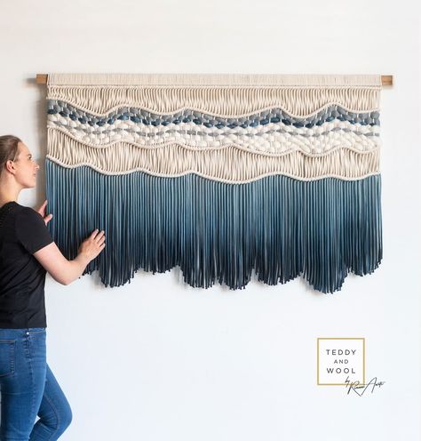 Rianne Aarts | Who's into blues? I am! 🙋‍♀️ (talking about the color here, not the music genre 😉) My latest bespoke wall hanging has a deep dark blue… | Instagram Macrame Blue Wall Hanging, Macrame Modern, Blue Macrame, Blue Instagram, Blue Bamboo, Midnight Blue Color, Music Genre, Modern Macrame, The Fringe