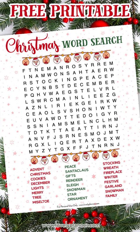 Free Printable Christmas Word Search Puzzle - Kid Activity Sheet. Christmas Word Search Activity Sheet. #freeprintable #christmas #kids #lovelyplanner Christmas Puzzles Printables, Pencil Games, Grandchildren Activities, Holiday Word Search, Christmas Crossword, Excited For Christmas, Christmas Word Search, Christmas Activity Book, Printable Christmas Games