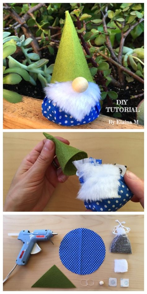 DIY Fabric Christmas Gnome Free Sewing Pattern & Tutorial | Fabric Art DIY Julkransar Diy, Diy Scent, Birds Fabric, Free Sewing Pattern, Styrofoam Ball, Diy Felt, Diy Gnomes, Christmas Ornament Pattern, Gnomes Crafts