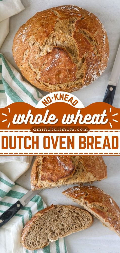 No-Knead Whole Wheat Dutch Oven Bread, bread recipes Whole Wheat Dutch Oven Bread, Wheat Dutch Oven Bread, Homemade Whole Wheat Bread, Crusty Bread Recipe, Oven Bread, Wheat Bread Recipe, Dutch Oven Bread, Healthy Bread Recipes, Wheat Recipes