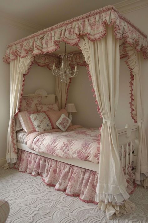 Girls Canopy Bed, Canopy Bed Ideas, Coquette Bedroom, Girls Canopy, Girls Bed Canopy, Green Room Decor, Dream Bedroom Inspiration, Intimate Space, Cozy Room Decor