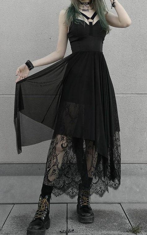 Black Street Fashion, Harness Style, Dress Reference, Gothic Lace, Punk Dress, Yay Or Nay, Goth Dress, Alt Fashion, Gothic Dress