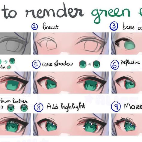 Alice Vu on Instagram: "The tutorial are back bby!!!  How to render green eye ft. Frieren!  This is a collab work with @veikkcreate ! This work was done completely using @veikkcreate Voila L tablet which I was gifted to review! The main review will be posted later!" Rendering Art Tutorial, How To Render Eyes, Eye Rendering Tutorial, Art Collab, How To Render, Emerald Eyes, Green Eye, Anime Eye Drawing, Purple Eyes