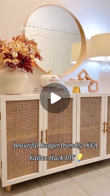 Ikea Kallax Diy Doors, Kallax Diy Door, Ikea Kallax Doors, Ikea Kallax Doors Diy, Kallax Door Hack, Ikea Entryway Ideas, Cane Doors, Ikea Hacks Ideas, Ikea Entryway