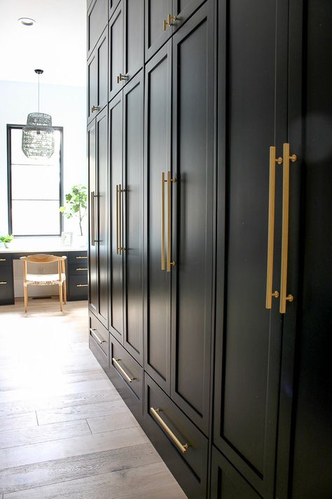 Industrial Chic Home, Emily Griffin, Griffin Design, House Of Silver Lining, Bedroom Built In Wardrobe, Black Closet, Chic Home Design, Closet Remodel, Hearth Room