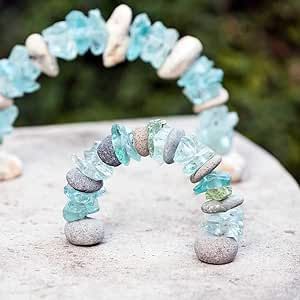 Mini Stone Glass Arch Rock Cairn Sculpture Garden Decoration Zen Garden Pebble Projects, Cairn Stones, Fun Garden Art, Whimsical Garden Decor, Mermaid Garden, Homemade Garden Decorations, Beach Fairy Garden, Rock Cairn, Unique Garden Art